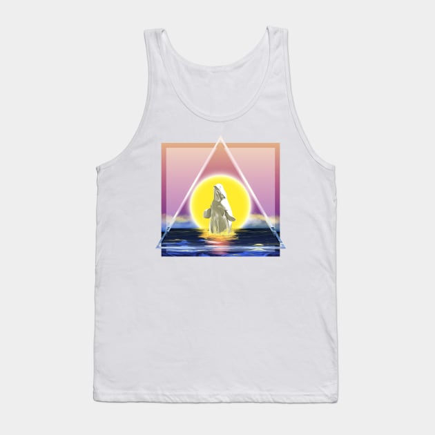 Beluga whale, Whale, Ocean, Sunset, Mammal, Sun Tank Top by Strohalm